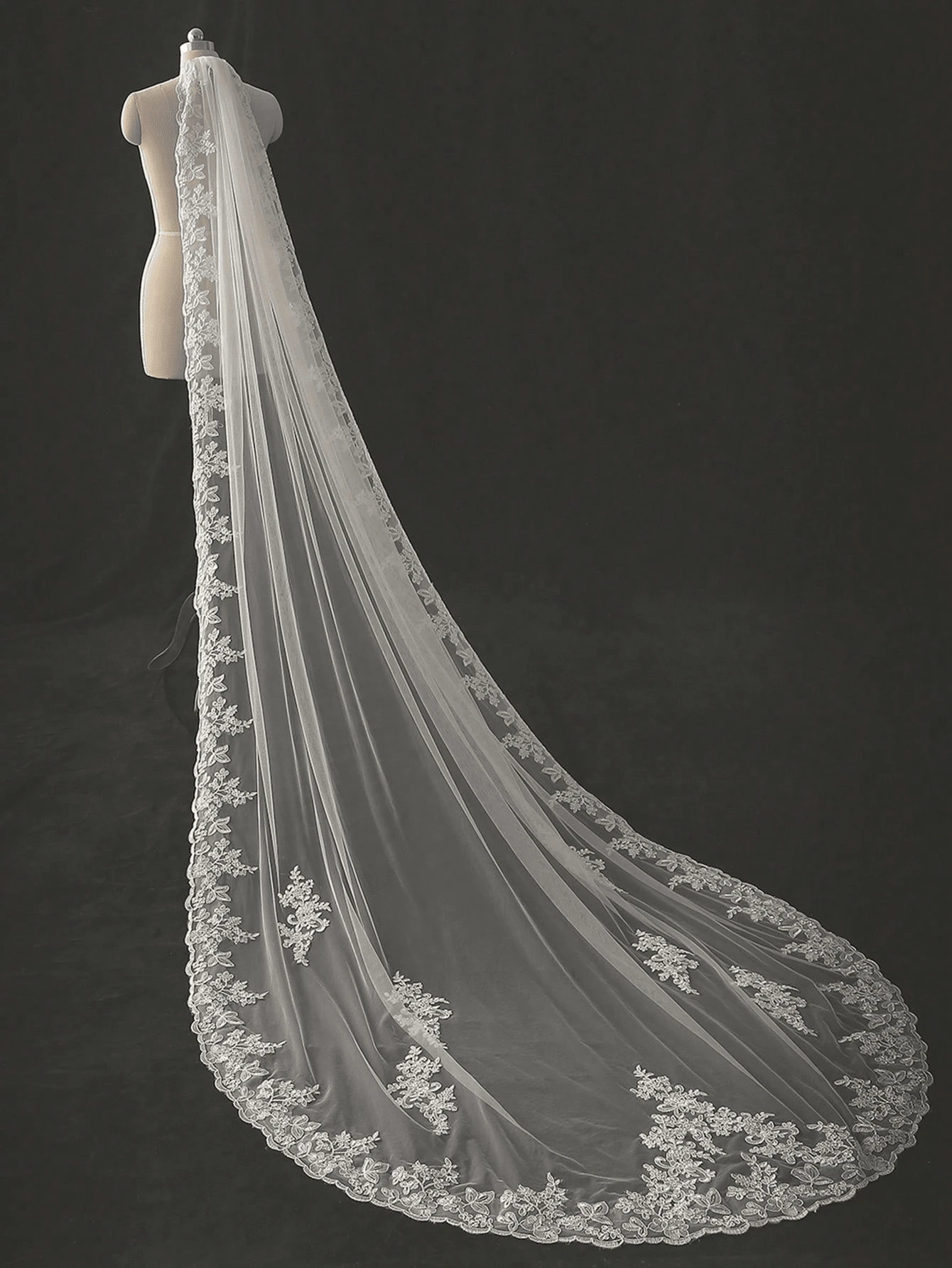 1 件女士迷你教堂 3 米蕾丝面纱带金属梳，婚礼派对新娘配饰面纱秋季女士服装