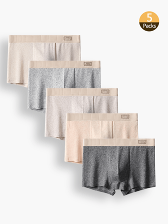" 5 Pack Men'S Breathable Cotton Boxer Briefs-Comfortable Fit, Stretch Fabric, Geometric Pattern, Multiple , Perfect For Running And Casual Wear, Sports Underwear| Exquisite Design"