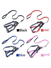 Denim Dog Harness And Leash Set - Adjustable, Comfort Fit For Small To Large Breeds - Durable Polyester Material, Pulling Rope, Teddy