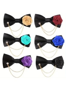 1 Stück modische minimalistische Blumen-Schleifen-Brosche Krawatte - verstellbare Krawatte - geeignet für Herrenhochzeiten, formelle Anlässe, Bräutigam Accessoires