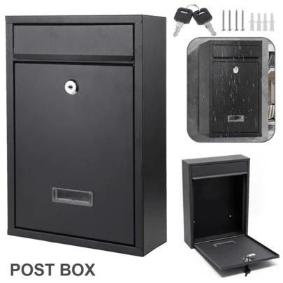 Lislark Post Boxes Wall Mounted Waterproof, Steel Mail Box With 2 Keys, Lockable Weatherproof Large Letter Lostal Boxes For Outside Or Door,‎8.4 X 21.7 X 32.2 Cm Size