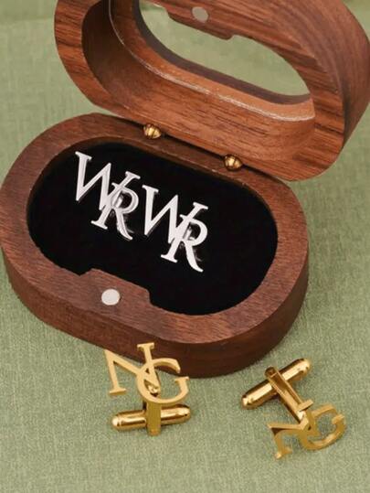 Personalized Letter Cufflinks - 18K Gold Plated Stainless Steel Elegant Cufflinks, Suitable For Daily Wear, Weddings, Parties - Customizable Men's Gift, Best For Father's Day, Christmas, Halloween, Special Occasions Jewelry, Formal Attire, Modern Cufflinks, Graceful Accessory, Smooth Metal Texture,Durable,Colorful,Cute,Adorable,Funny,Kawaii,Y2K,Stylish,Unisex,Casual,Custom,Personalized,Unique,Customized,Ideal Gifts For Him,Ideal Gifts For Her,Her,Boyfriend,Girlfriend,Family,Friends