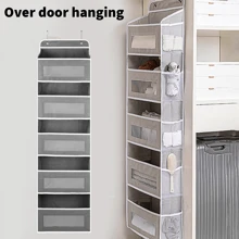 Over The Door Hanging Organizer With 5 Layer 10 Pockets, Fabric Unfinished Wardrobe & Bathroom Storage Solution For Adults & Teens, Versatile Doorway Hanging Shelf System For Home Organization