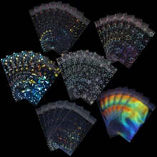 100张 65x90mm 全息软卡套，激光可重复密封，适用于星卡保护盒、PKM/PTCG 游戏卡保护套、YGO 棒球卡保护套 - 彩色 - 查看 3