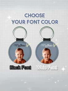 1 件定制照片钥匙扣定制包饰个性化肖像姓名皮革图片钥匙扣饰周年纪念礼物送给家人 - 彩色 - 查看 3