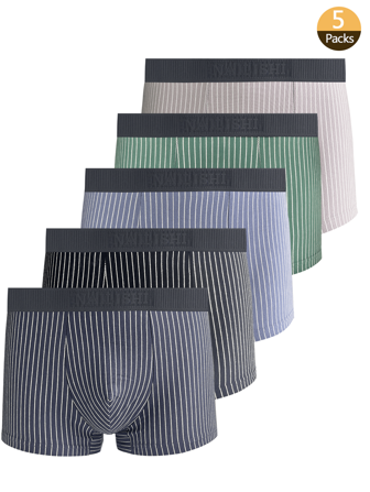 5-Packs Men's Striped Underwear, Moisture-Wicking Underwear, Cotton No-Ride-Up For Men