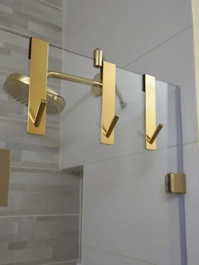 Towel Hook Coat Hooks, Stainless Steel Brushed Wall Hooks, For Hanging Throbe Sponges In Bathroom And Bedroom, Hook Accessories, Auxiliary Hook, Heavy Duty Hook. For Hanging Coat, Clothes, Stainless Steel S Hook Shower Towel Holder For Glass Door, Bathroom Robe Hook