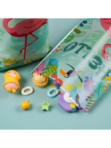 50 Bolsas de regalo con diseño de flamenco, bolsas de regalo de plástico con diseño de estilo de tema hawaiano de animales de dibujos animados, adecuadas para bodas, fiestas de cumpleaños, bolsas de regalo de boda, suministros de empaquetado de regalos, artículos baratos, se pueden usar para almacenar pequeños regalos y otros artículos sorpresa