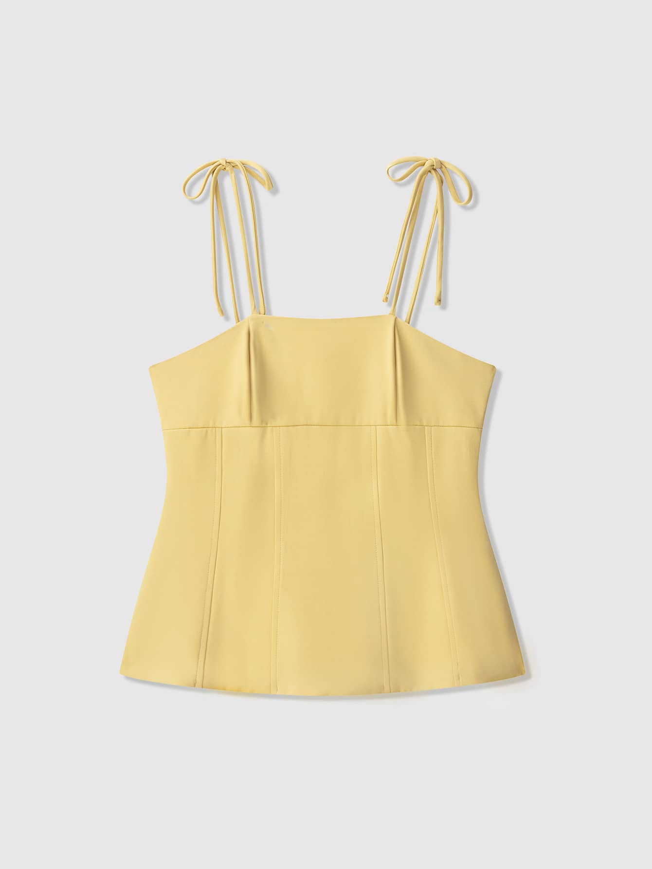 Bow Decor Camisole Top, Solid Color Minimalist Fashion, Suitable For Summer - Yellow - View 1
