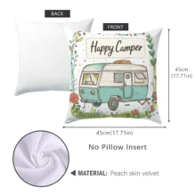 1 pieza/2 piezas Funda de almohada con tema de aventura de campamento de verano [Impresión de un solo lado] [Inserto de almohada no incluido], 17.7*17.7in [45*45cm]/19.68*19.68in [50*50cm], Hecho de poliéster, Adecuado para campamento, actividades al aire libre, decoración minimalista de lujo para uso diario o en el hogar, sala de estar, dormitorio, sofá, chaise lounge, arte, vacaciones, diseño elegante, clásico, autocaravana, lema - Multicolor - Ver 3
