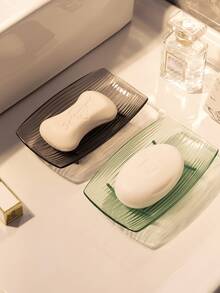 2pcs Transparent And Simple Soap Boxes, Thick And Durable Storage Rack, Suitable For Home Bathroom Soap Boxes, Dormitory Countertop Soap Racks Without Holes, And Bathroom Washbasin Soap Boxes