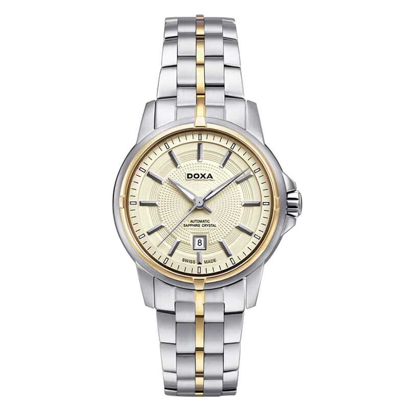 DOXA DOXA Ladies' Mechanical Watch - Gold Dial, Stainless Steel & Gold-Plated Case (Model D153TCM) - Business Elegance Automatic Timepiece