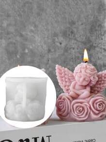 1 Stück Engel Rose Baby Silikon Form - mit Rosengrund und detailliertem Flügeldesign sowie exquisitem Baby-Design, repräsentiert Reinheit, Güte, einzigartige handgefertigte Kunstproduktion, Innen-DIY-Arbeitsproduktion, Duftkerzenproduktion, Mädchengeschenke, Festgeschenke. Es zeichnet sich durch hohe Temperaturbeständigkeit und einfache Entformung aus.