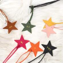 Personalized PU Leather Five-Pointed Star Bag Charms, Initial Five-Pointed Star PU Leather Suitcase Pendants, Bag Ornaments, Car Pendants, Decorative Bag Charms, Keychains, Suitable Gifts For Girlfriends, Bridesmaid Gifts, Wedding Accessories, Birthday Gifts, Classmate Gifts, Mother's Day Gifts, Couple Charms.