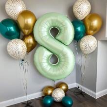 32inch Retro Olive Green Number Balloons|Foil Metallic Birthday Party Decorations| Individually Packaged Collapsible Number Balloons Photo Props|For Birthday, Anniversary, Holiday Decor