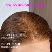 Perruque brésilienne de cheveux humains à front de dentelle de densité 200% de 12 pouces, style carré droit. Couleur brun chocolat avec fermeture de dentelle transparente HD. Perruque sans colle avec des cheveux bébé pré-épilés. Style carré d'épaule, look naturel. Fibre synthétique résistante à haute température mélangée avec des cheveux humains pour femmes.