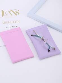 1pc Glasses Case, Sunglasses Storage Bag, Pressure-Resistant Velvet Bag, Self-Closing Tile Glasses Case, Men's And Women's Glasses Cases, PU Soft Glasses And Sunglasses Cases, Portable, Blue + Yellow + Green + Pink - Beige - View 7