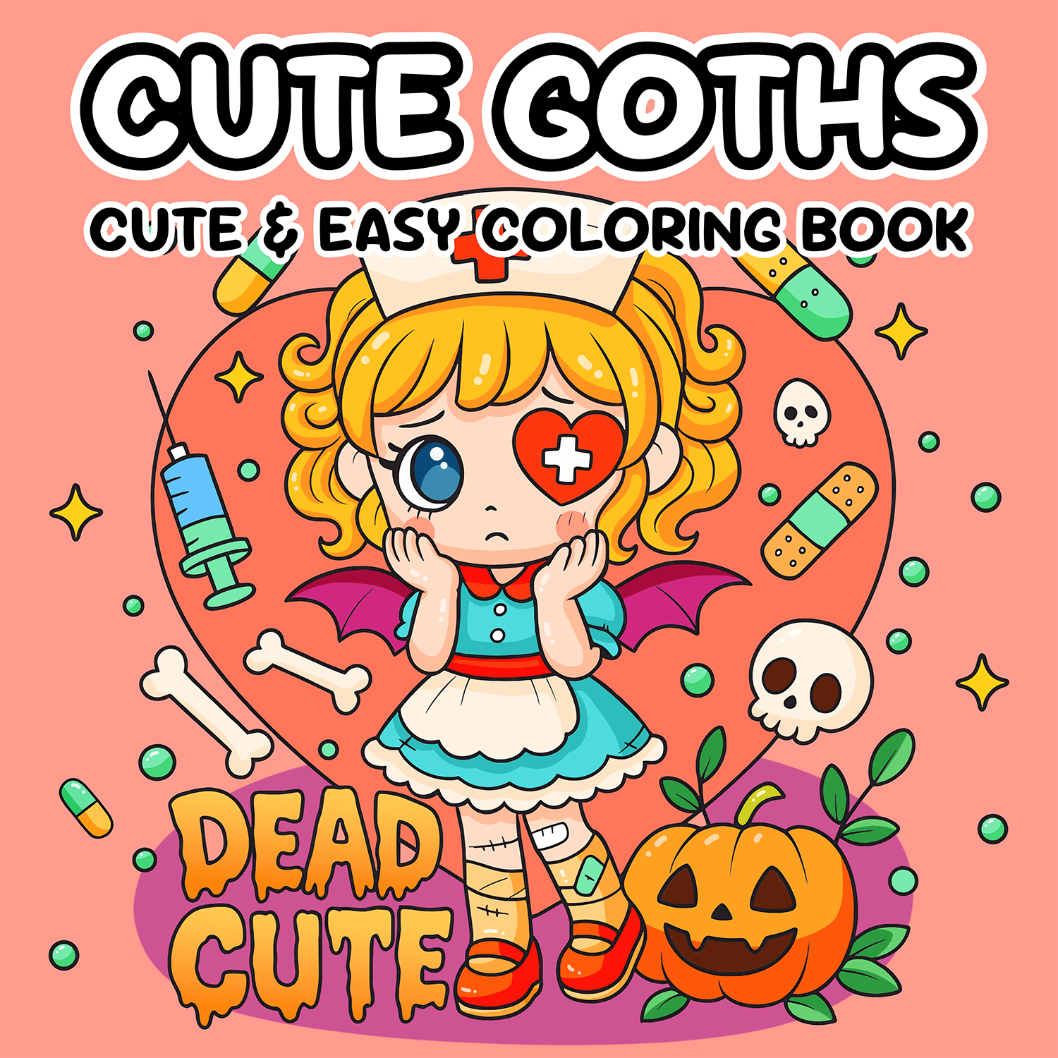 1 Pc CUTE GOTHS CUTE & EASY :Coloring Book For Adults And Teens Featuring 24PAGE -(Pearlescent Cover) With Bold And Easy, Relaxation And Stress Relief Colouring Books, Art & Craft Graffiti Painting Drawing Book, Coloring Pages, For Christmas, Halloween, Father's Day, Birthday Gifts, Back-To-School Gifts, Easter Gifts,Mother's Day,Mom's Gift,Back To School,School Supplies