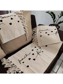 Large Kitchen Rug 3 Pieces Geometric Fringe Runner Kit 100% Raw Cotton Printed Thick Plush Kitchen Set Love Family Faith - Gia đình tình yêu hình học đức tin Runner - Xem 2