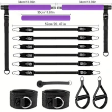 14 件臀部训练器瑜伽普拉提拉推杆、腿部阻力带、臀部训练器、瑜伽棒瑜伽绳，适用于家庭健身、室内锻炼、健身房锻炼、出汗、健康、健身器材、普拉提塑身机、普拉提套装，优质，母亲节、生日、圣诞节礼物 - 彩色 - 查看 5