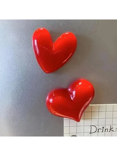 2 piezas, Imanes para refrigerador, Imanes para refrigerador con diseño moderno en forma de corazón, Imanes decorativos lindos, Imanes de oficina, Imanes personalizados para refrigerador para cocina, oficina, pizarra blanca, armario y lavavajillas, Decoración de cocina, Decoración del hogar, Regalos del Día de los Enamorados