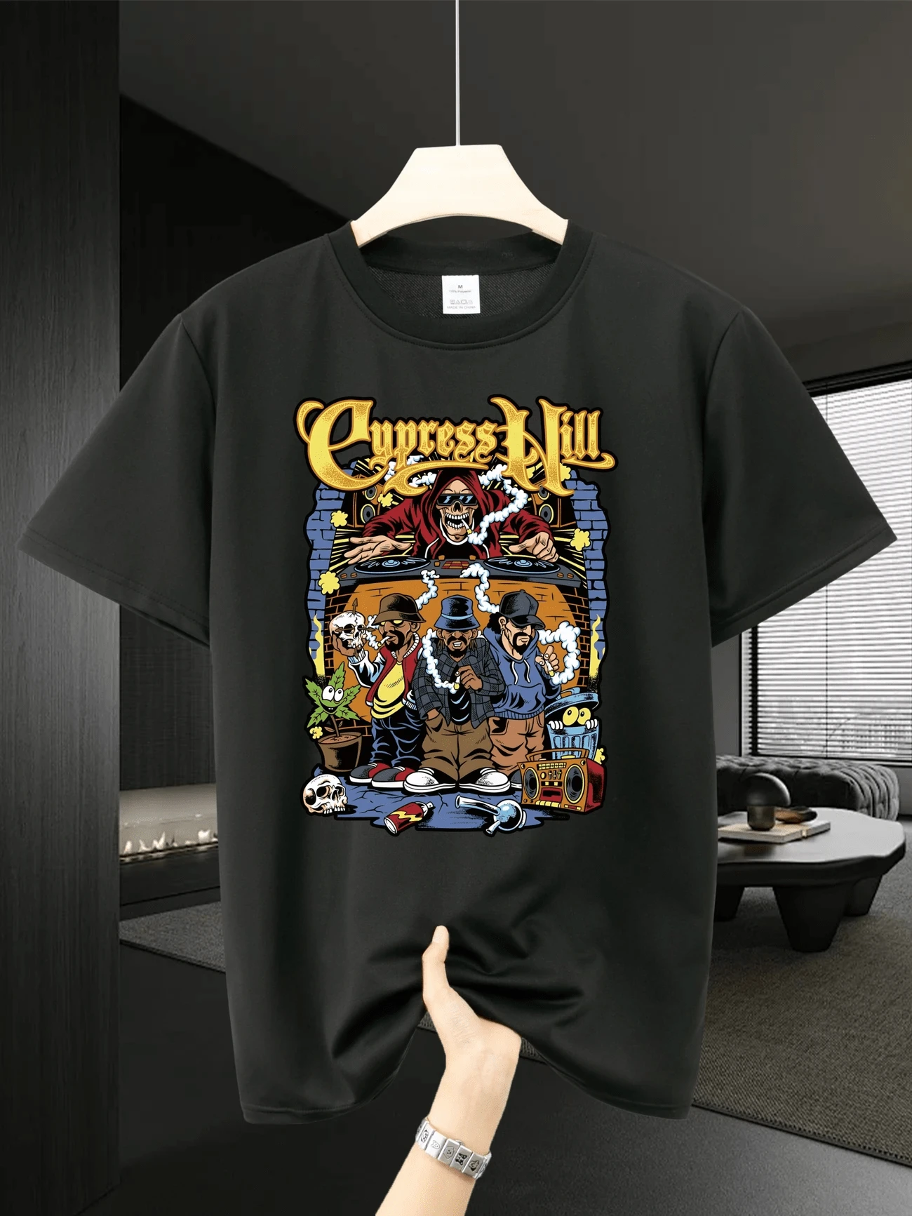 Cypress Hill 2 T-Shirt Shirt Blouse Unisex Men Women 100% Cotton Top Premium Street Wear New Release Immediate Shipping Various Colors!! Plus Size - màu đen - Xem 1