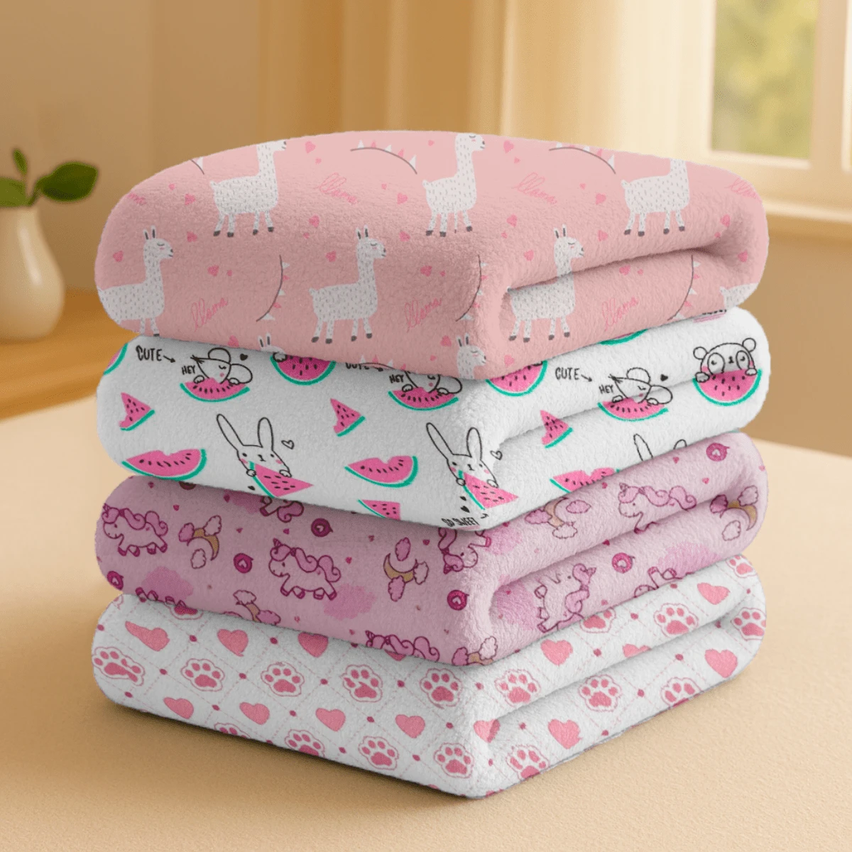 Cobertor Bebê Antialérgico Flanelado Super Macio 100% Algodão Grande - 70x90cm Menina Menino Manta Minasrey Estampado Com Crochê em volta - Feminino - Visão 1