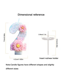 Flower Decor 0-9 Numbers Candles, Birthday Cake Decor, Party Candles, Atmospheric Party Supplies, Romantic Party Supplies, Birthday Candles, Personal Party, Graduation Party, Halloween, Christmas, Birthday Party, Etc. Cake Decor, Baking Decor, Creative Number Birthday Candles, Birthday Cake Decor Candles, Valentine's Day Decor, Suitable For 1-100 Years Old Birthday Party Cake Decor - Pink Daisy - View 4