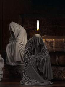 1 Khuôn silicon hình ảnh Black Ghost Reaper - Thiết kế tư thế thiêng liêng, Thiết kế chi tiết áo choàng độc đáo, Thích hợp cho những người yêu thích nghệ thuật thủ công, Thích hợp để làm nến, Đúc nhựa, Thủ công xà phòng và đất sét - Khuôn trang trí nhà Halloween theo phong cách Gothic có thể tái sử dụng, Trang trí ngày lễ - trắng - Xem 5