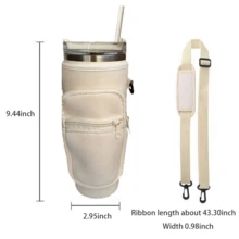 Adjustable Shoulder Strap 40 Ounce Insulated Cup Cover With Storage Pocket, Can Be Crossed Diagonally Or Carried By Hand, Stylish, Durable And Convenient For Travel, Suitable For Travel And Fitness - 灰色 - 查看 2