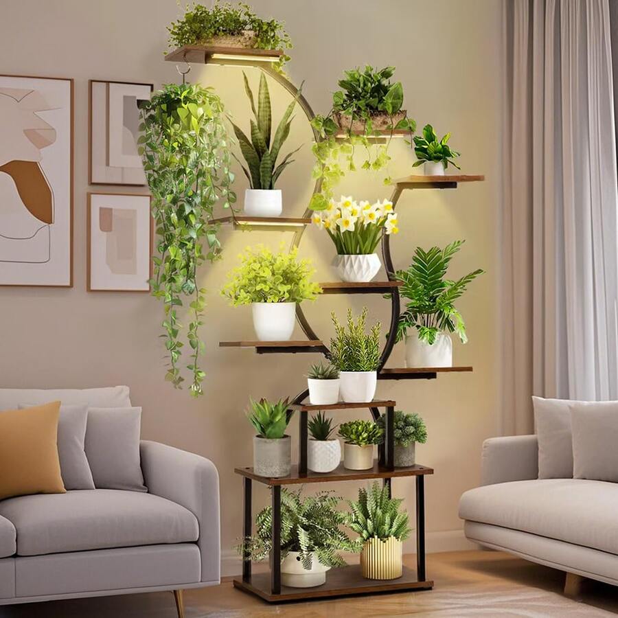 1pc Metal Plant Stand, 10 Tier 63 Inch Multifunctional Plant Stand, Irregularly Curved Planter Display Stand For Home, Patio, Deck Decoration, Suitable For A Wide Range Of Indoor Plants, Multifunctional Plant Stand - Multicolor - View 1