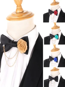 1 Stück modische minimalistische Blumen-Schleifen-Brosche Krawatte - verstellbare Krawatte - geeignet für Herrenhochzeiten, formelle Anlässe, Bräutigam Accessoires