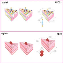 8PCS Triangle Cake Shaped Candy Boxes, Cake Slice Design Treat Candy Boxes For Birthday Party Candy Packing Boxes, Party Favors Boxes - Multicolor - View 4