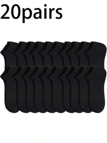 30 Pares/20 Pares/12 Pares/10 Pares/1 Par Meias Sólidas Versáteis Preto, Branco e Cinza Unissex, Design Minimalista e Simples para Uso Diário