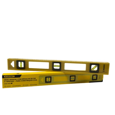 Nível Régua 50cm com 3 Bolhas - Preciso e Resistente Para Construção Civíl.