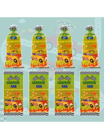 50 Pcs Racing Gift Bags, Plastic Gift Bags, Cartoon Style Racing Theme Design, Suitable For Weddings, Birthday Parties, Wedding Gift Bags, Gift Packaging Supplies, Cheap Items, Can Be Used To Store Small Gifts And Other Surprise Items