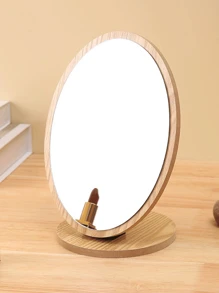Espelho de maquiagem minimalista de madeira, espelho de penteadeira dobrável, tamanho grande, vintage e espelho de mesa para estudantes, 1 peça