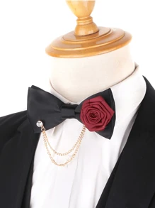 1 Stück modische minimalistische Blumen-Schleifen-Brosche Krawatte - verstellbare Krawatte - geeignet für Herrenhochzeiten, formelle Anlässe, Bräutigam Accessoires