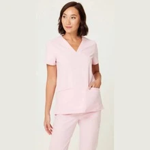 Women's Surgical Pajamas Hospital Set Scrub Private Comfortable Uniform - 淺粉色 - 查看 2