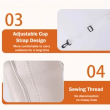 Adjustable Shoulder Strap 40 Ounce Insulated Cup Cover With Storage Pocket, Can Be Crossed Diagonally Or Carried By Hand, Stylish, Durable And Convenient For Travel, Suitable For Travel And Fitness - 灰色 - 查看 4