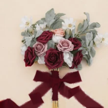 1/3 Roll Wine Red Handmade Chiffon Silk Ribbon Fringe,Burgundy Chiffon Ribbon For Flower Bouquet, Fabric Ribbon For Gift Wrapping, Burgundy Frayed Edges Ribbons For Wedding Invitations Bridal Bouquets Gifts Wrapping Crafts Holiday Party Decorations,Handmade Frayed Ribbon For Wedding, Chiffon Silk Ribbon For Christmas Decorations - Burgundy - View 5