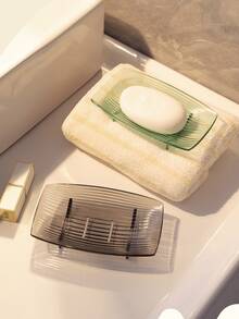 2pcs Transparent And Simple Soap Boxes, Thick And Durable Storage Rack, Suitable For Home Bathroom Soap Boxes, Dormitory Countertop Soap Racks Without Holes, And Bathroom Washbasin Soap Boxes