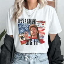 Oe Dirt Life's A Garden Dig It Tee, Funny 4th Of July Shirt, Fireworks Graphic T-Shirt, Retro Joe Dirt T-Shirt,  4th Of July Shirt - 白色 - 查看 1