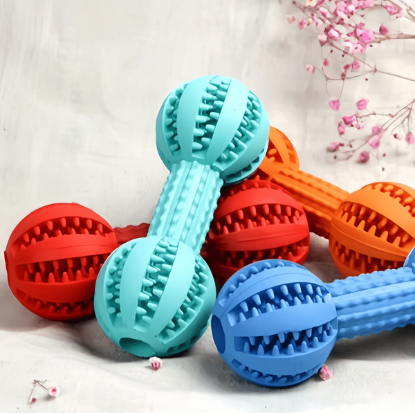 Brinquedos de borracha para animais de estimação, bola sólida interativa, super resistente a mordidas, limpeza oral, bola de sino, bola de espinho, brinquedo de vazamento de comida para cães grandes, médios e pequenos, bola elástica chata