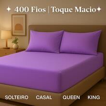 400 Thread Count King/Queen/Double/Single Bedding Set Sheet + Pillowcases - 紫丁香 - 查看 1