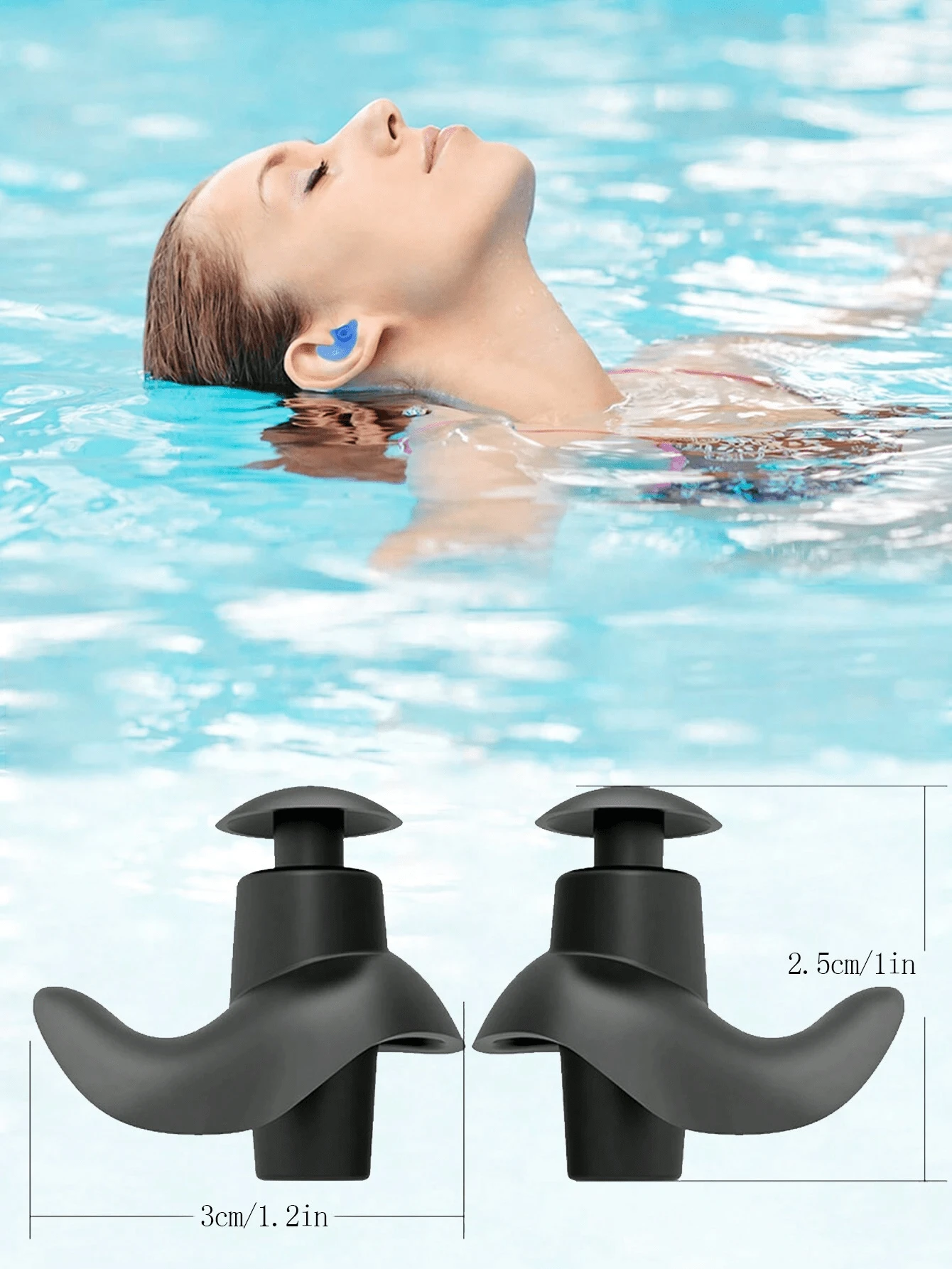 3 Pairs Silicone Spiral Ear Plugs, Snug Fit & Non-Slip - Adult Swimming Gear - Multicolor - View 1