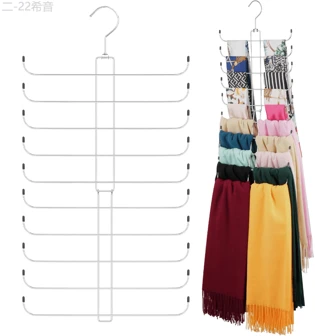 Local Delivery- Scarf Organizer Scarf Hanger For Closet, Rotatable Sturdy Hijab Holder Holds 20 Scarves, Space Saving Closet Organizers And Storage, Silver