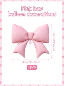 2 peças Balões em formato de laço rosa com laço rosa claro fosco de alumínio, usados para decoração de laço, aniversários, Dia dos Namorados, festas de aniversário em família, casamentos, suprimentos de decoração de fotos, decoração de festa de aniversário de princesa