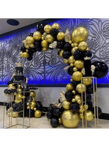 126 pezzi Set Arco di Palloncini Nero e Oro, Set Ghirlanda di Palloncini Neri e Dorati in Metallo, Palloncini Neri e Dorati di Diverse Dimensioni 18/12/10/5 Pollici, Adatto Per Laurea, Compleanno, Anniversario, Addio al Celibato, Decorazione di Sfondo, Palloncini per Feste Nere, Palloncini in Lattice di Alta Qualità, Non Facili da Scoppiare, Applicabile Per Decorazione di Feste, Decorazione di Compleanno, Decorazione di Ognissanti, Tema Gotico, Eventi Eleganti, Feste per Adulti, Cerimonia di Laurea, Decorazione di Matrimonio, ecc.