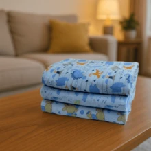Anti-Allergic Baby Blanket Super Soft Flannel 100% Cotton Large - 70x90cm Girl Boy Minasrey Blanket Printed With Crochet Around - 男性 - 查看 7